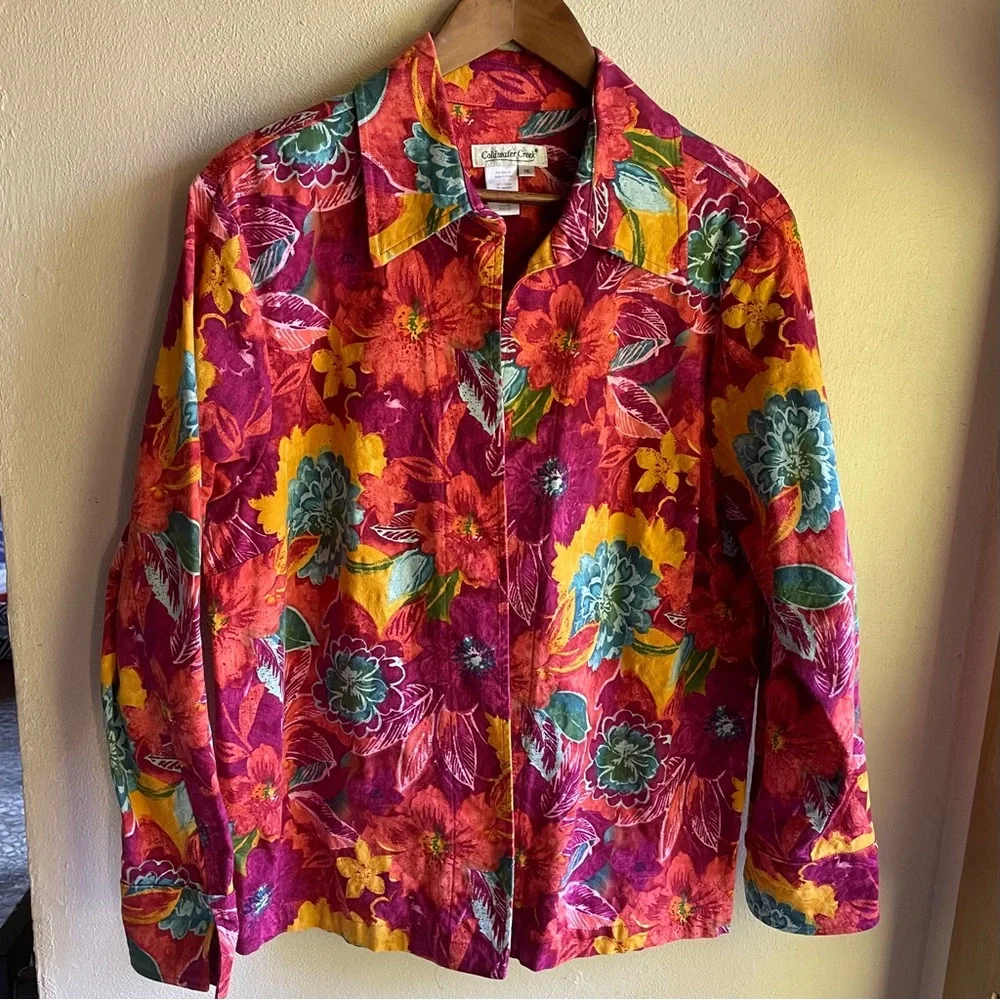 Coldwater Creek Tropical Floral Print Heavyweight Canvas Jacket. Size 1X - Picture 11 of 13